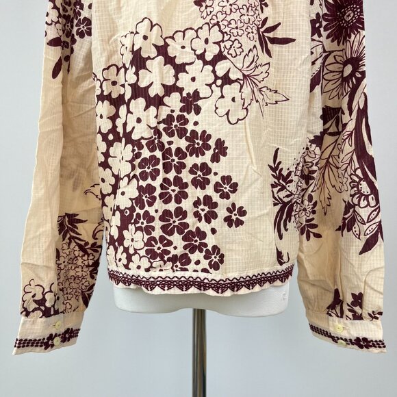 NWOT JOHNNY WAS Embroidered Floral Long Sleeves Open Neck SHIRT Blouse Sz S - Picture 8 of 14